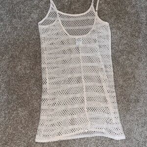 Elegant White Crochet Women's Mini Dress